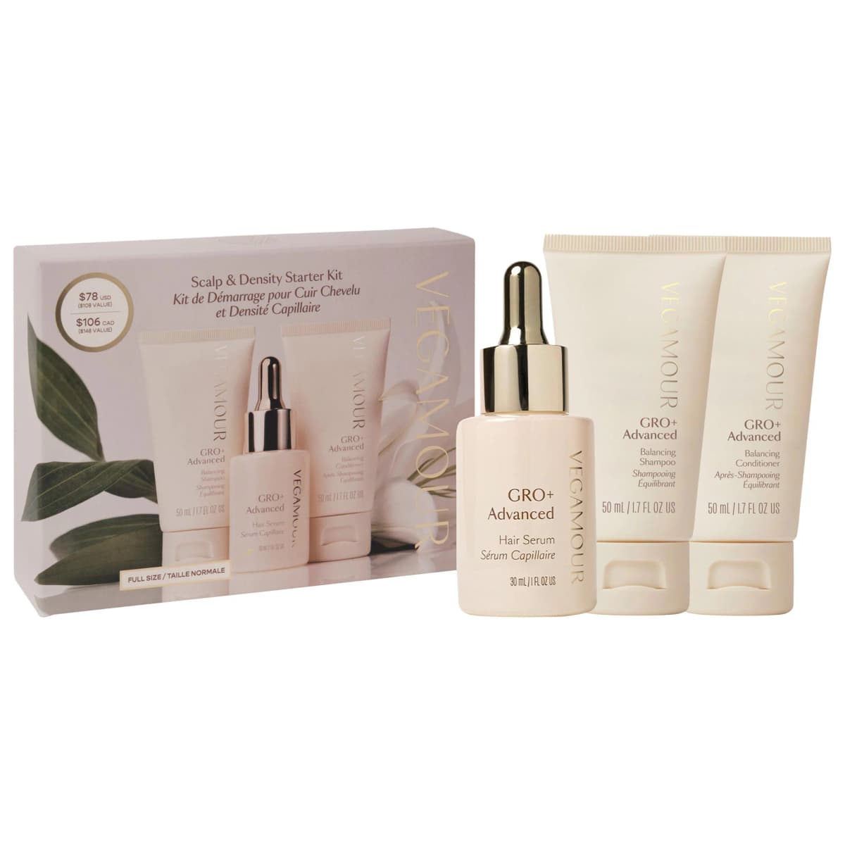 GRO+ Advanced Hair Serum and Mini Shampoo and Conditioner Gift Set