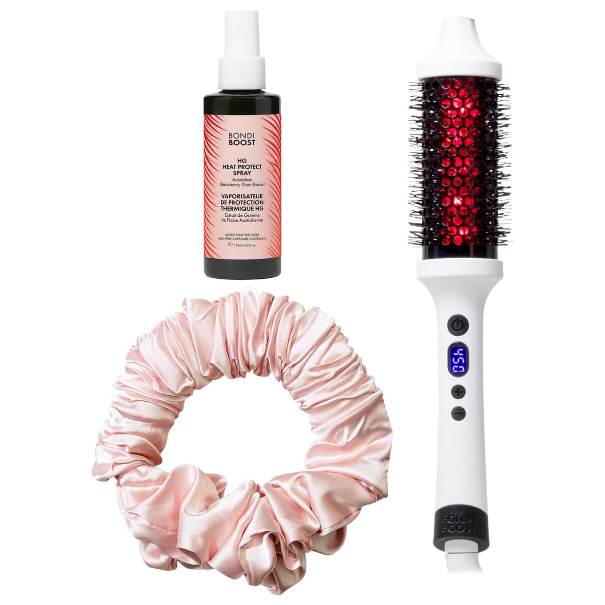 Infrared Heated Thermal Round Brush + Strawberry Gum Heat Protection Spray Set