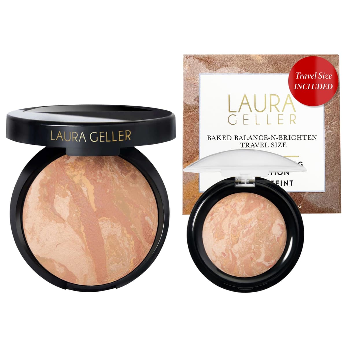 Balance and Brighten Color Correcting Baked Powder Foundation, Full Size + Travel Mini Set