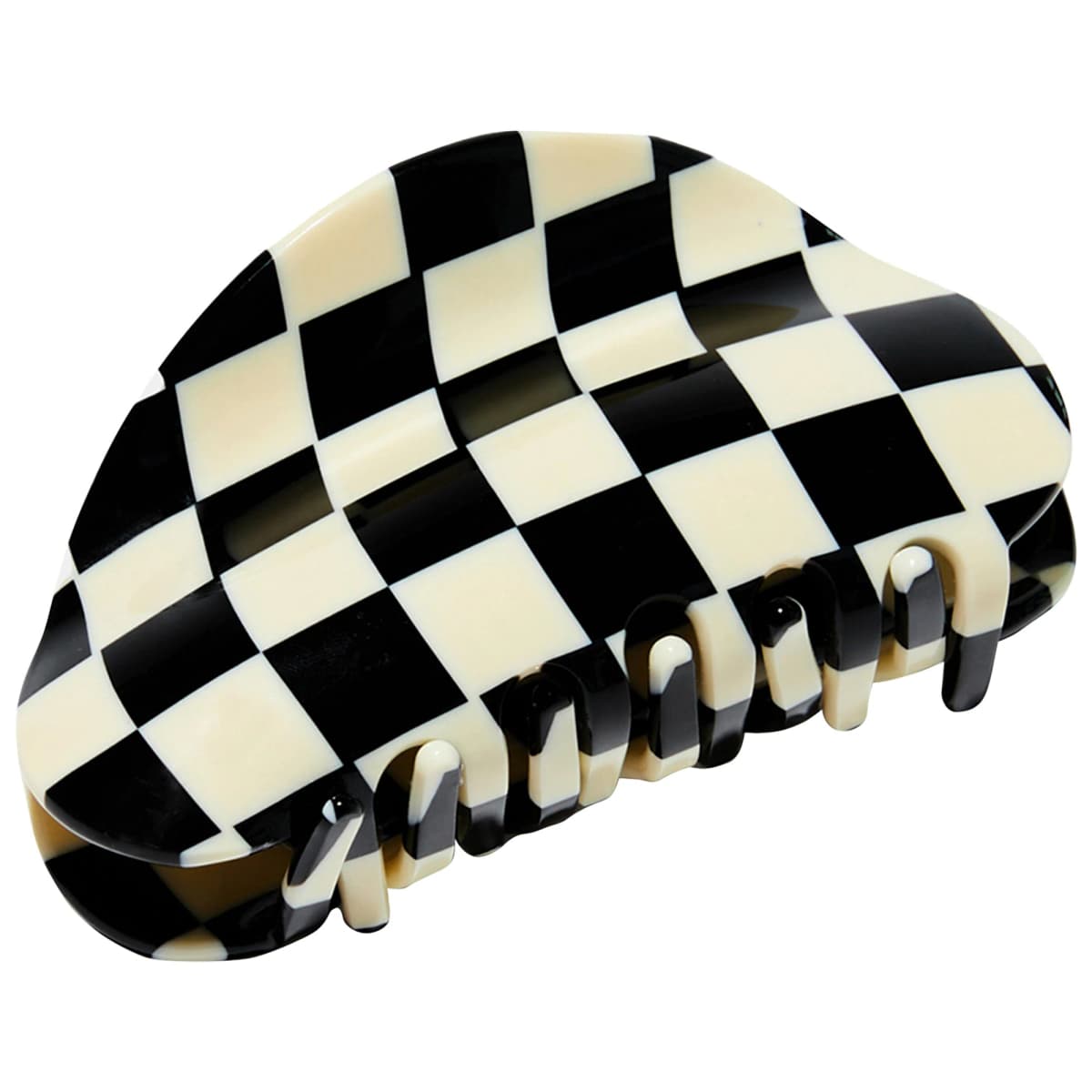 Medium Checker Hair Claw Clip in Black + White