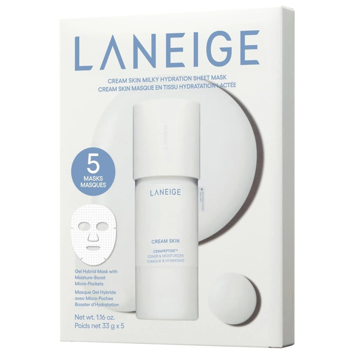 Cream Skin Milky Toner Sheet Mask with Ceramides & Peptides for Nourishing Hydration