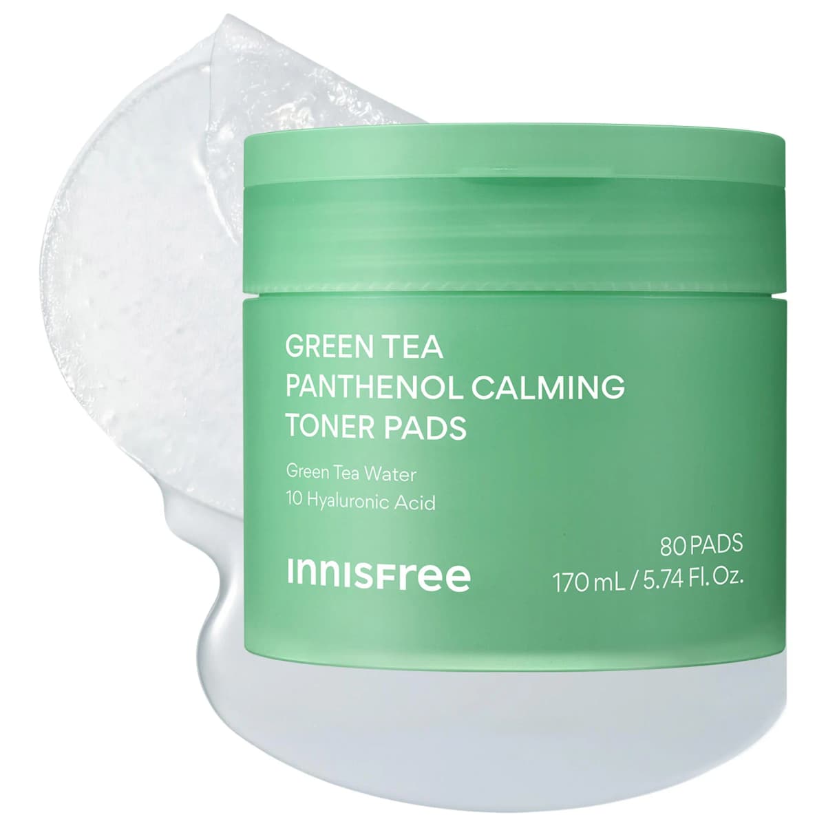 Green Tea Korean Cooling Toner Pads with Hyaluronic Acid + Panthenol