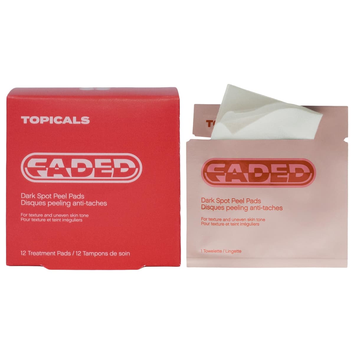 Faded Brightening Peel Pads for Dark Spots, Discoloration & Uneven Skin Tone (12 pack)