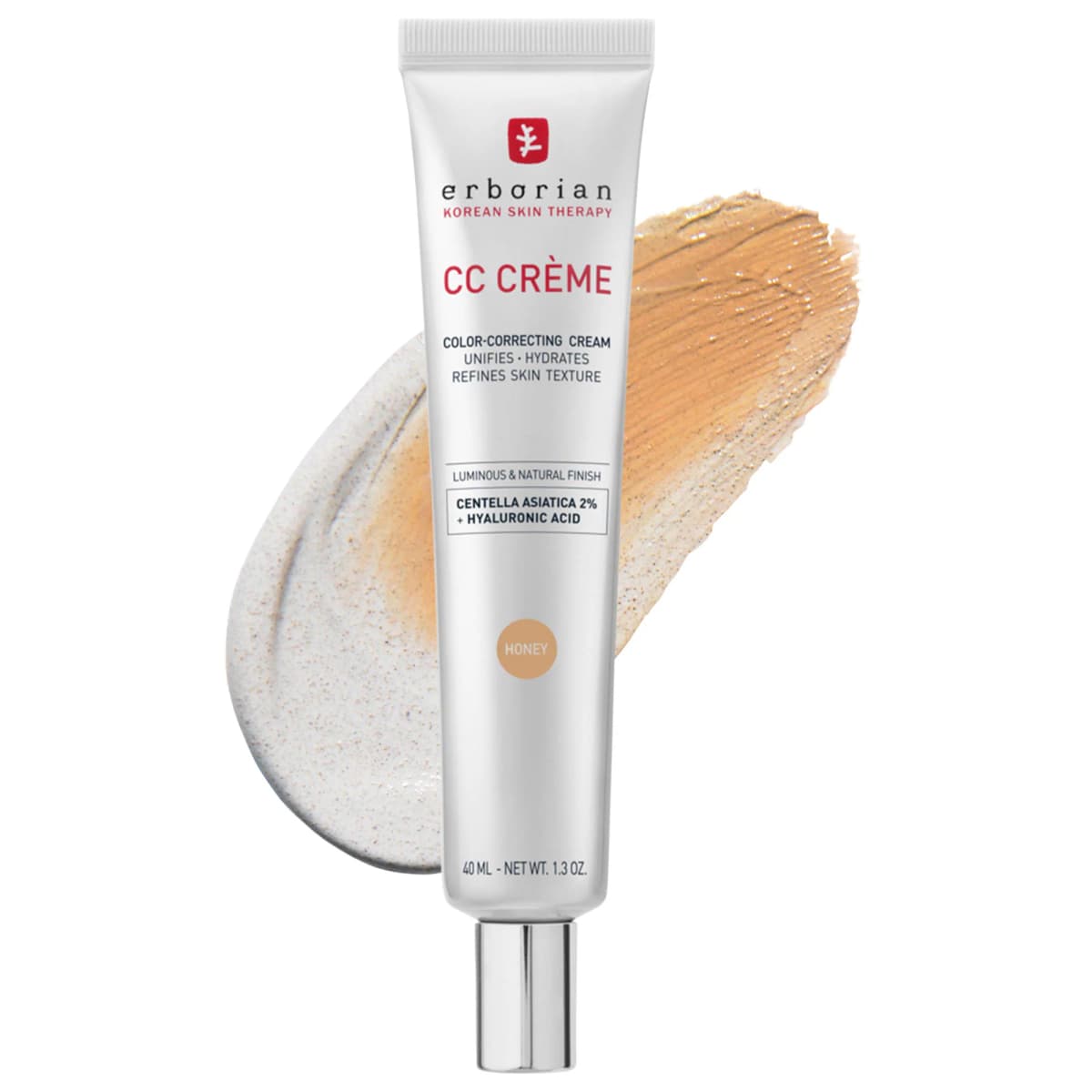 CC Cream Color-Corrector for Natural Luminous Finish with Korean 2% Centella Asiatica Extract and Hyaluronic Acid