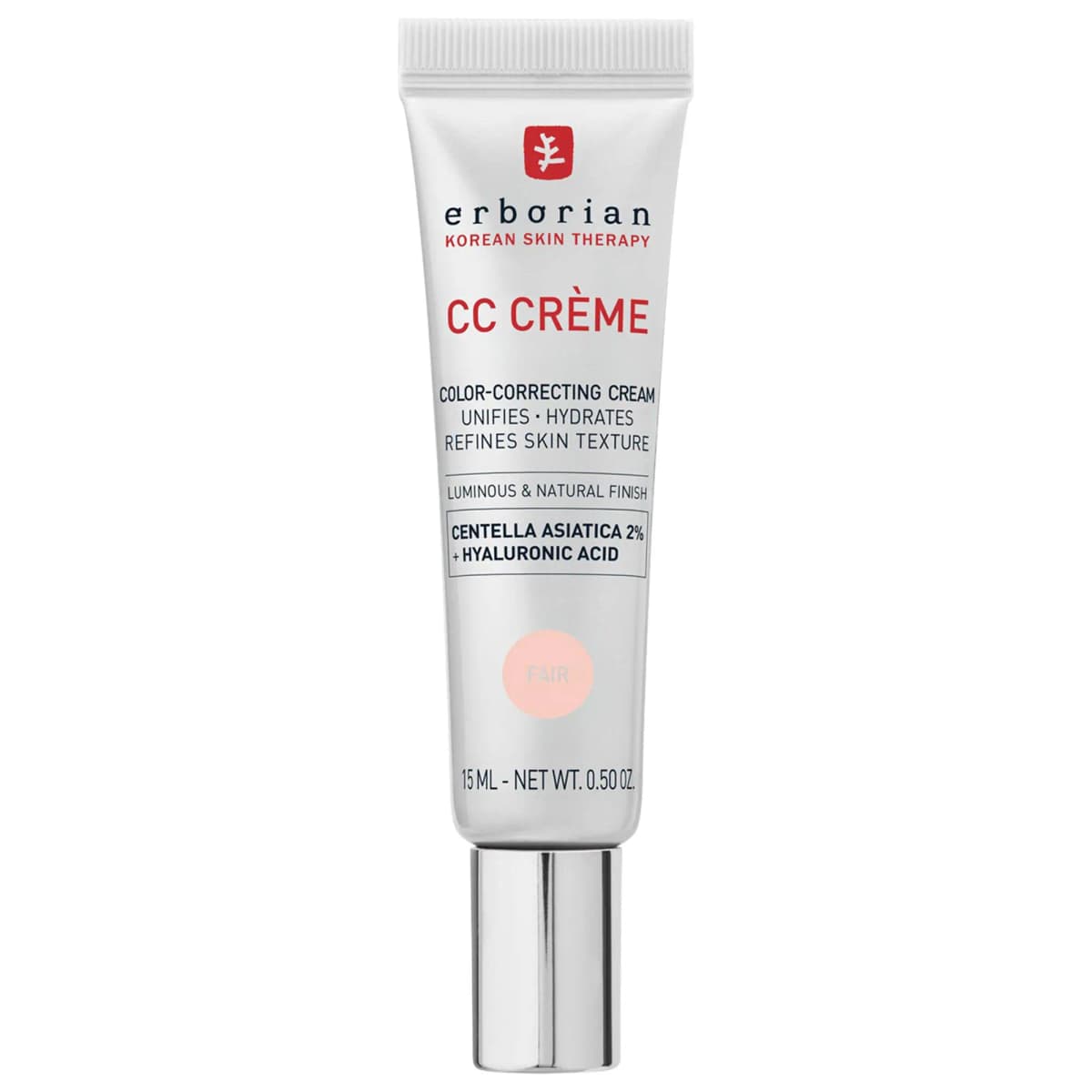Mini CC Cream Color-Corrector for Natural Luminous Finish with Korean 2% Centella Asiatica Extract and Hyaluronic Acid
