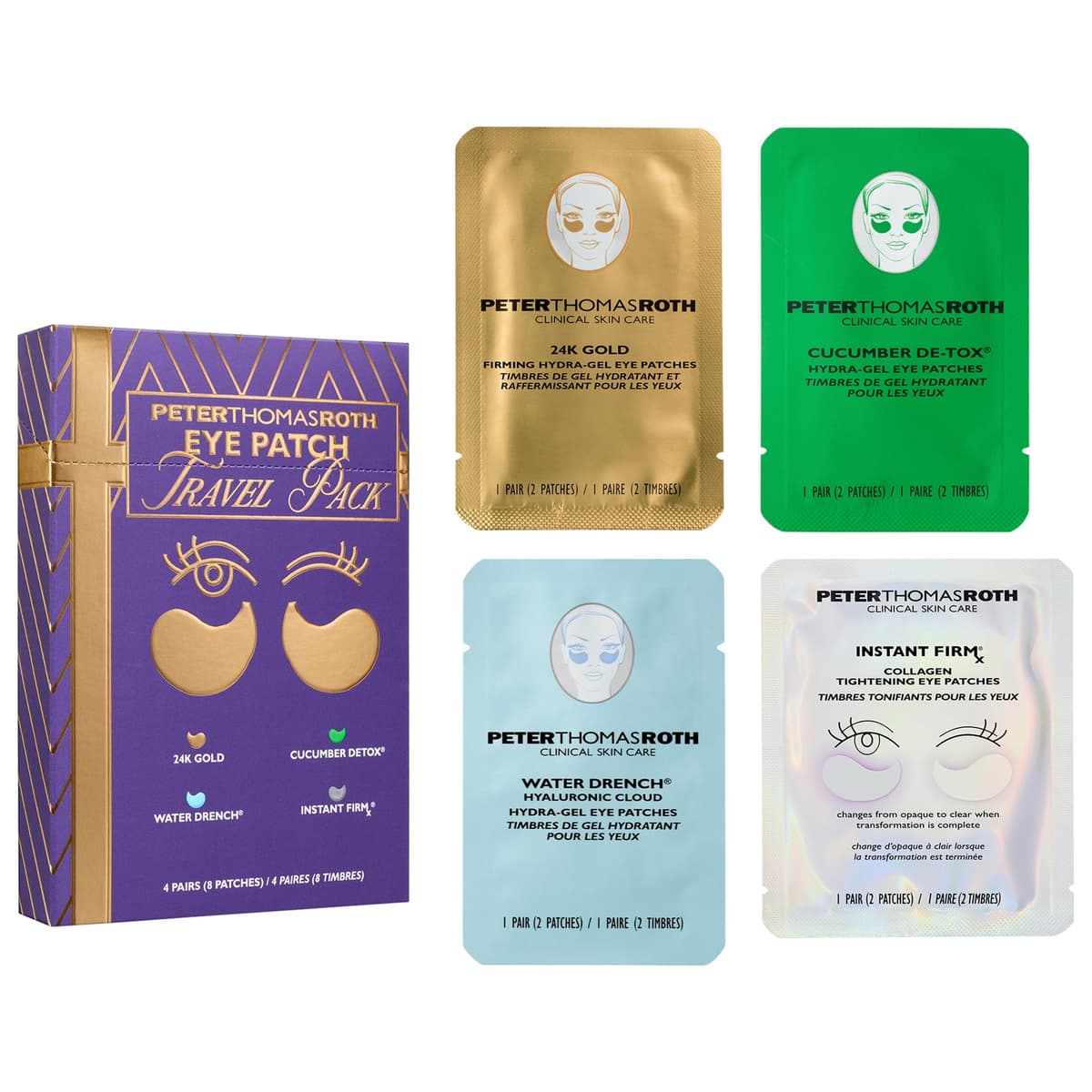 Eye Mask Patches Travel Gift Set for Fine Lines, Dark Circles, Puffiness and Dryness
