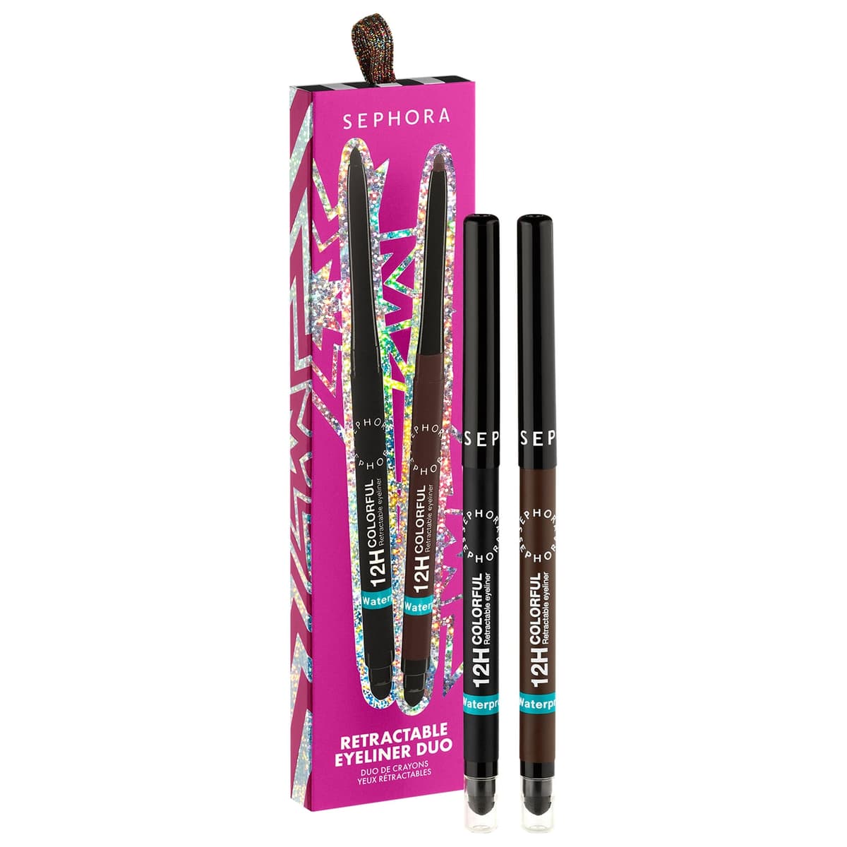 12H Colorful Waterproof Retractable Eyeliner Duo Set