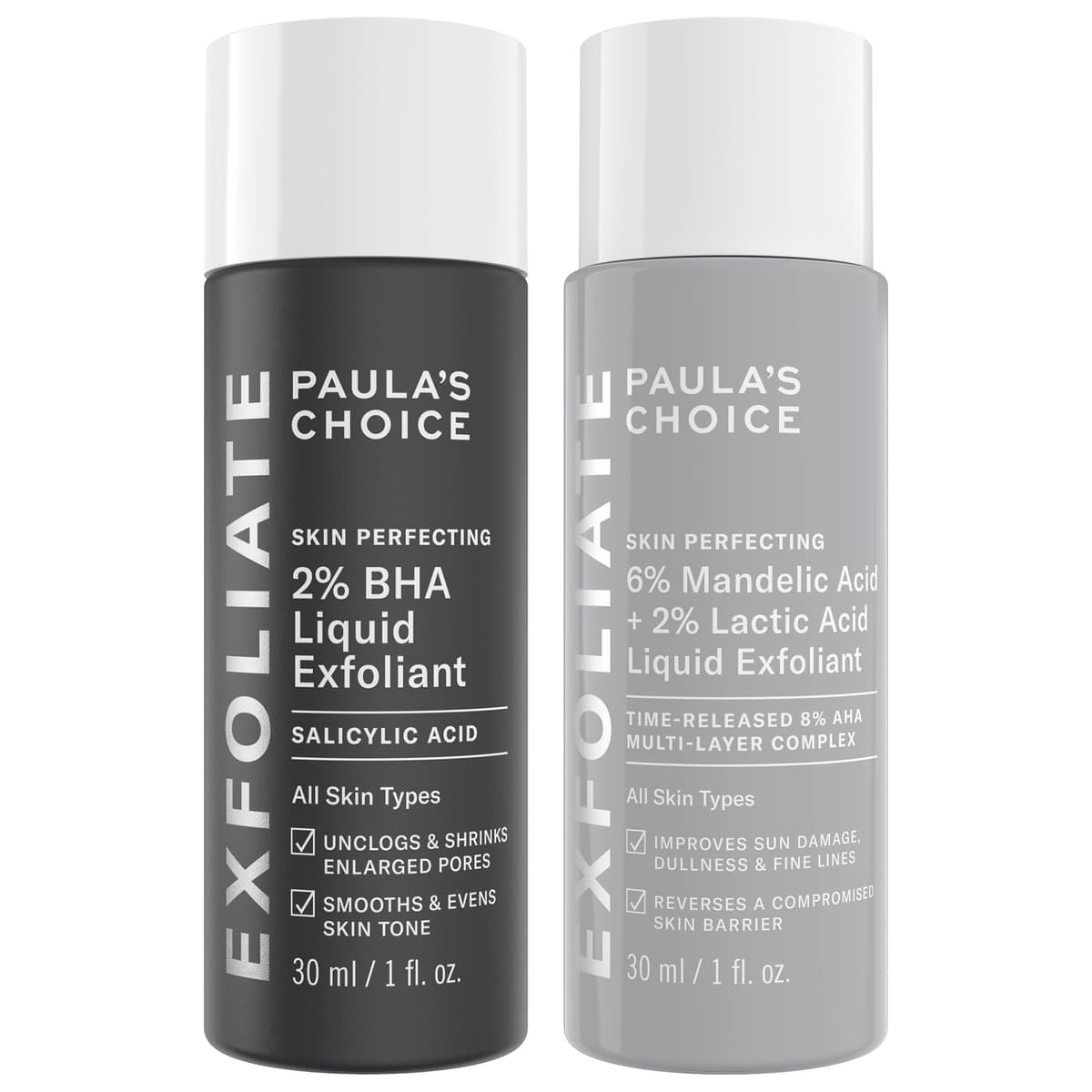 Mini Smooth + Brighten BHA/AHA Exfoliating Duo for Clearer, Radiant Skin
