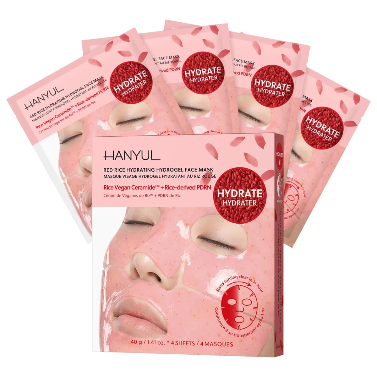 Korean Red Rice Hydrating Hydrogel Sheet Mask Set + Ceramide + Peptides