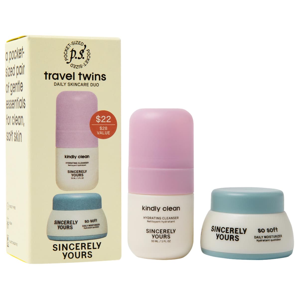 Travel Twins Mini Cleanser & Moisturizer Duo for Sensitive Skin
