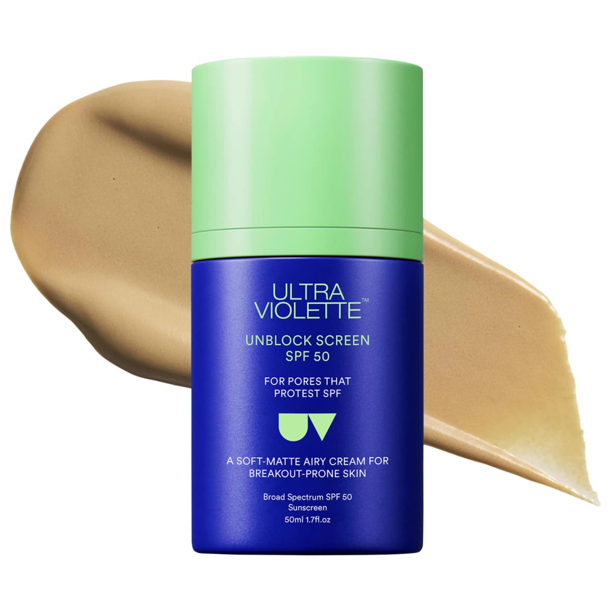 Unblock Screen SPF 50 Non-Acnegenic Facial Sunscreen with Bemotrizinol and Zinc Oxide