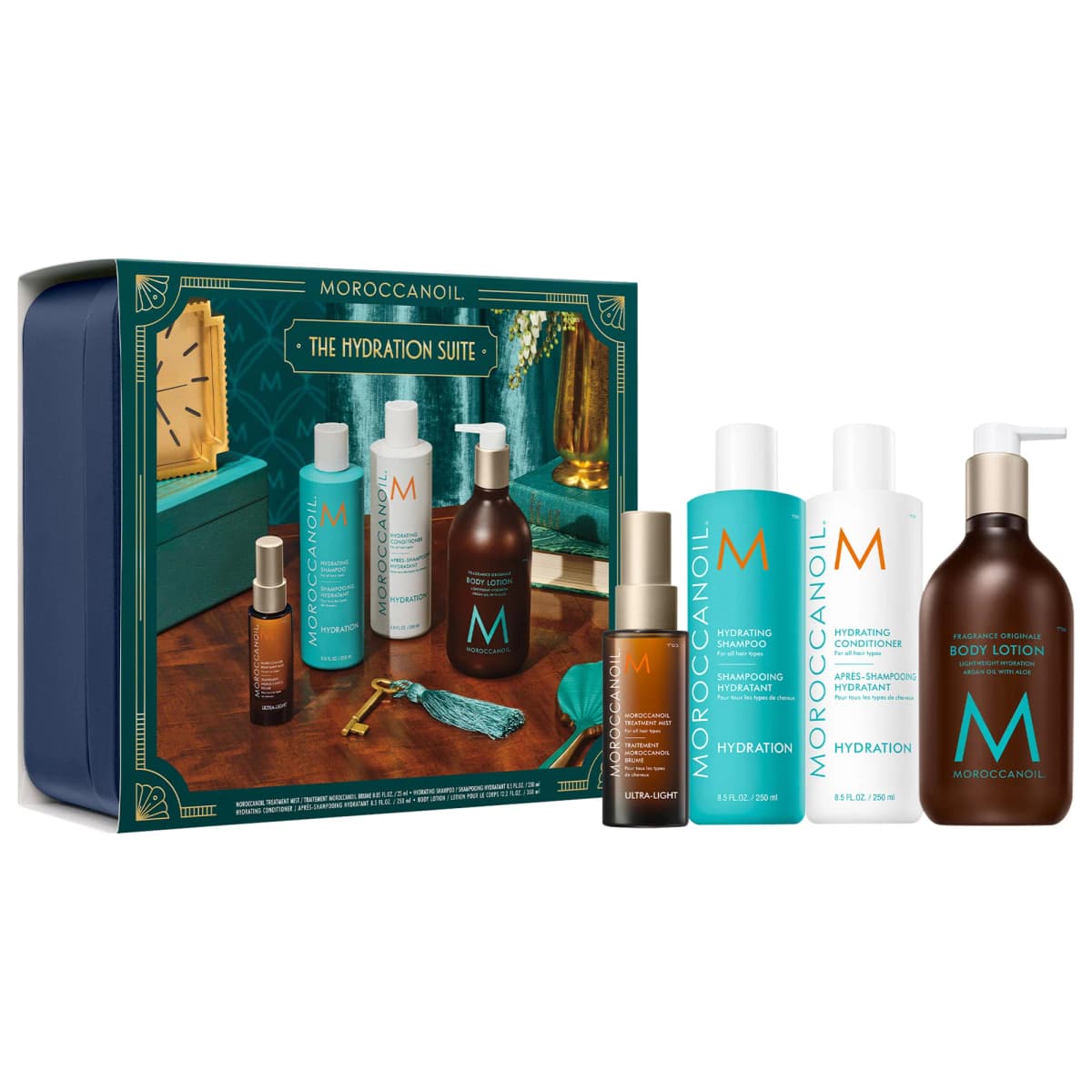 Hydrating Shampoo & Conditioner Set with Argan Oil Hair Mist and Body Lotion