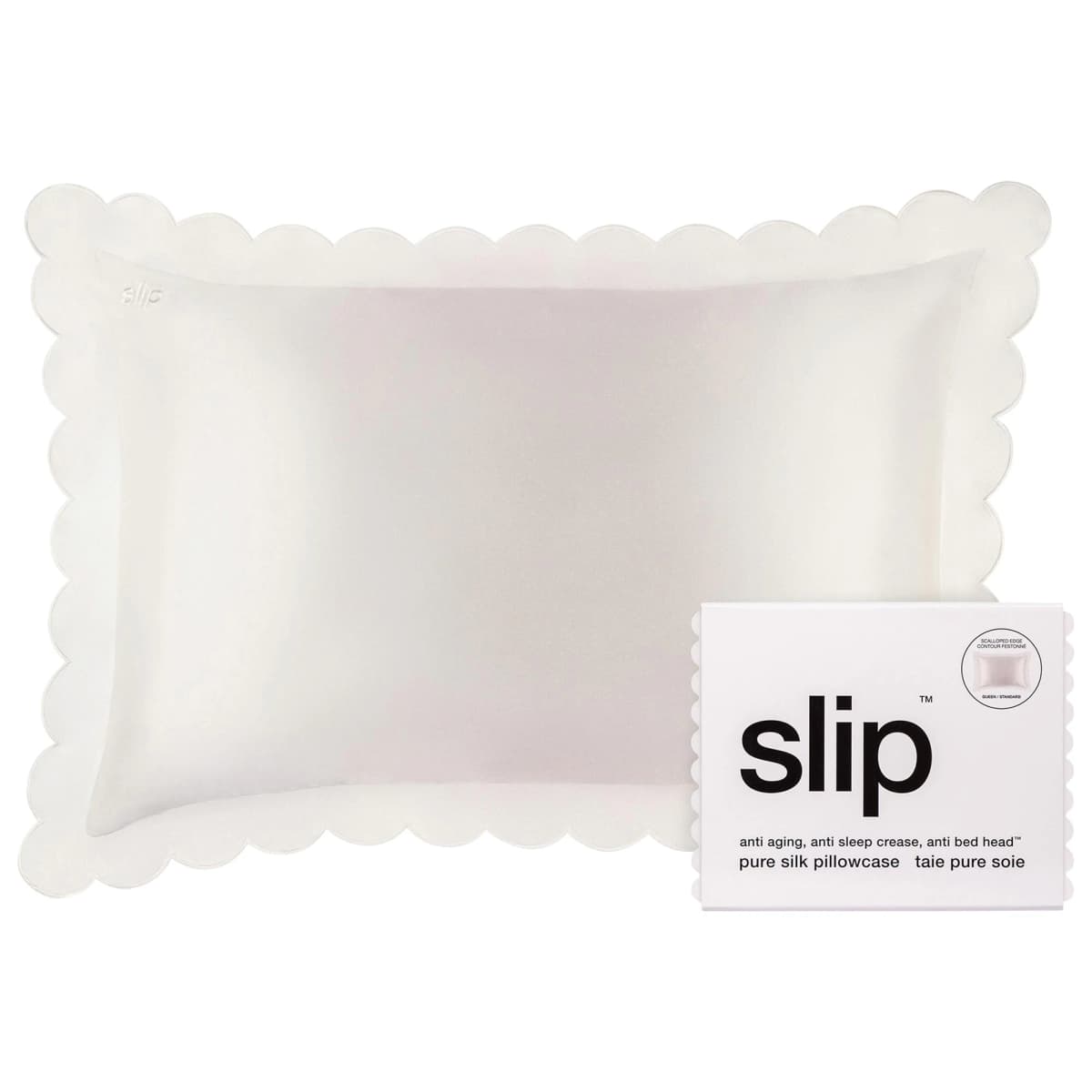 Slip Pure Silk Queen Pillowcase with Scalloped Edge